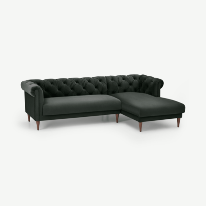 aeccd2d7a8835d316838e5ac41d9b07f15ec244a636eb1306fb0f211ecfc448e-1.png An Image of Barstow Right Hand Facing Chaise End Corner Sofa, Dark Anthracite Velvet