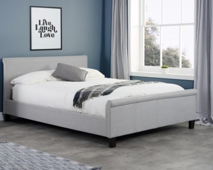 bd90fd361c1df0c3e61129ba1822b805f38b278aa796fc3fbfe1a09dc615321e-1.jpg An Image of Stratus Grey Fabric Sleigh Bed Frame - 5ft King Size
