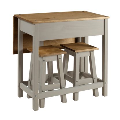 bf0dc16f0037dece1df8680d9c7f4109daa0cccb67e8b6a15a3b2c0944757134.jpg An Image of Corona Grey Drop Leaf Table Dining Set Grey