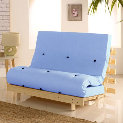 c020d155f4500692946e570900696cc0965ba36572421c3630640e21f50315fe.jpg An Image of Metro Pine Wooden 1 Seater Chair/Folding Guest Bed with Lilac Futon Mattress - 2ft6 Small Single