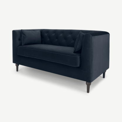 c033dc6addd8b719faad864bfc630d34cffd67b396a8176aaa5d8f01dca58a35-1.png An Image of Flynn 2 Seater Sofa, Sapphire Blue Velvet