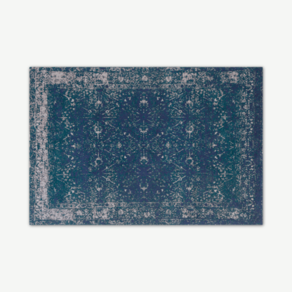 c5500bea7193aaf6877396e73ba949a21f701676d76267ef4ba650a17ddd8837-1.png An Image of Yolanda Faded Persian Jacquard Rug, Large 160 x 230 cm, Petrol Blue