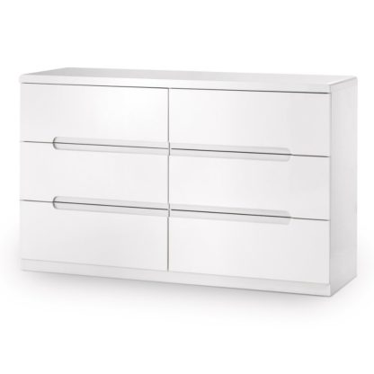 d4d5f3aa967d452198f469ce064b938a5dbaa080d35d06bab8607b0a2d450239.jpg An Image of Manhattan Gloss White 6 Drawer Wide Chest