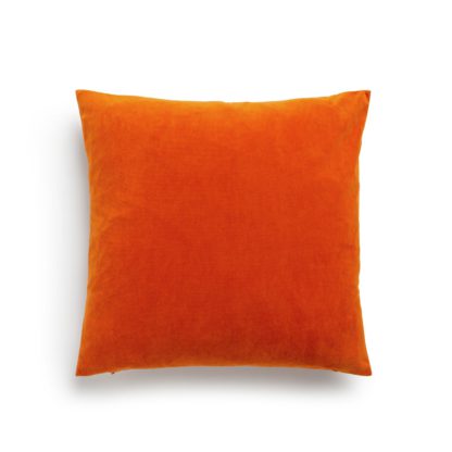 d72a53c0315c27787abceb962efaba57ce79ac7c877528147f9aff14df7441a9.jpg An Image of Habitat Matte Velour Plain Cushion - Burnt Orange - 43x43cm