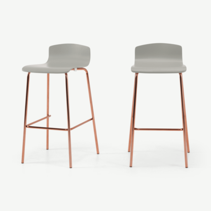 da6d859c1163b9f35d7d5b98fee42d00ff407ba2e159fc74791fc025705dcec1-1.png An Image of Syrus Set of 2 Bar Stools, Grey & Copper