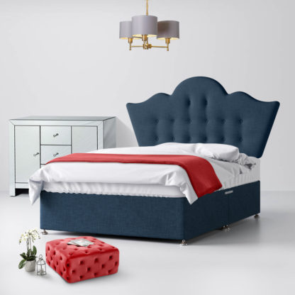 dfd5d9ac44761ecd2b09de8114404aa161095e088c02fa8cadbcafe881230f56-7.jpg An Image of Florence Buttoned Midnight Blue Fabric Ottoman Divan Bed - 2ft6 Small Single