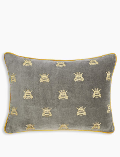 e2eb7affbc32c11ca626af0dc6e3da82a2f7fa201c6f330bd85eeb68609cef67.jpg An Image of M&S Pure Cotton Velvet Bee Bolster Cushion