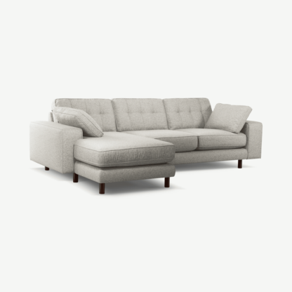e5170b249b88b2db8e5c87de2b97edafd780324505191e0fb1aaeae23dbbd23f-1.png An Image of Content by Terence Conran Tobias, Left Hand facing Chaise End Sofa, Textured Weave Grey, Dark Wood Leg