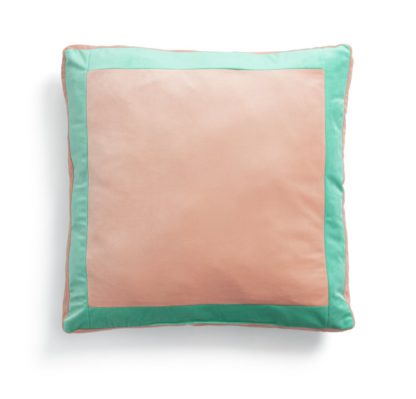 e65d9cb40e987be88e0b0839f3934bbcb5ba588b84d81c9aa7b536335a700ed7.jpg An Image of Habitat Velvet Block Patterned Cushion Cover - Peach