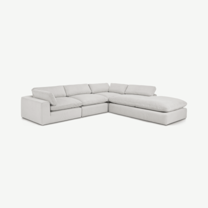 e70b325e0498570d263c887cd25bf23d961c516ddaf3e02f5233455ccae74575-1.png An Image of Samona Right Hand Facing Full Corner Sofa, Stone Grey Corduroy Velvet