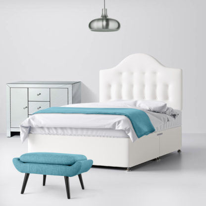 eb7861fedd625075dbc0dfb37382bd38ab9ba03afe75070f9bc8fe1b90d5b870-21.jpg An Image of Victor Buttoned White Fabric No Drawer Divan Bed - 6ft Super King Size