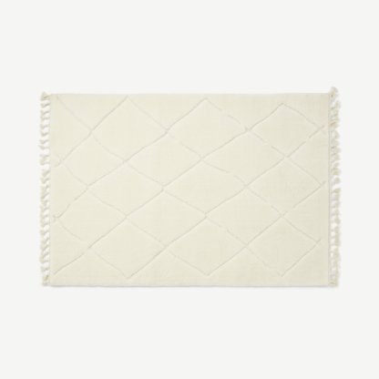 f25e2115b311095d547c2c9451c702f07d4729816eb7387237c7ed885f646aae-2.png An Image of Kameli Diamond High Pile Berber Style Rug, Large 160 x 230cm, Off-White