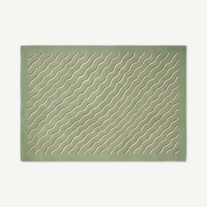 f3b111750d22efe3b518bf623f36436a27c7bd9013b1203045bb2ac5e2824944-1.png An Image of Poodle & Blonde Bellisima Tufted Wool & Viscose Rug, Large 160 x 230 cm, Sage Green