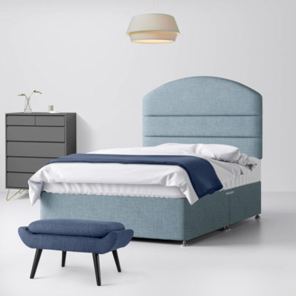 f7f0c708b17f696e22398edad9268a4bd093f430bc59d93894922071fef4df86-12.jpg An Image of Dudley Lined Duck Egg Blue Fabric No Drawer Divan Bed - 4ft6 Double