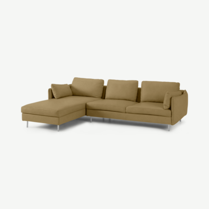 f9255b20136c7137a58a4fbda457ad30163d71d066c1b09c95c721e788c32e26-1.png An Image of Vento 3 Seater Left Hand Facing Chaise End Sofa, Pale Tan Leather