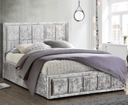 fe0ef0c499aaba863ee69d7fb12bbc59bef24f4568143ffb0fe4aed4725fcbad-1.jpg An Image of Hannover Steel Velvet Fabric Bed Frame - 4ft Small Double