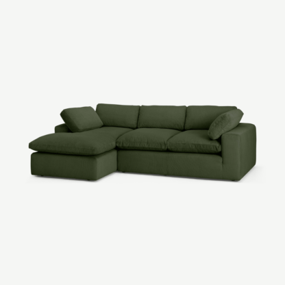 fe78a506aee5618e96d03200ee02770a9daa64ac85a47229ca6afd487a594b1c-1.png An Image of Samona Left Hand Facing Chaise End Sofa, Sage Corduroy Velvet