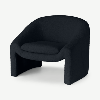 0635ba6edb60a9b258587dcf79dae4f8daec8275b6e76244ba129b9082909549.png An Image of Shona Accent Armchair, Black Boucle
