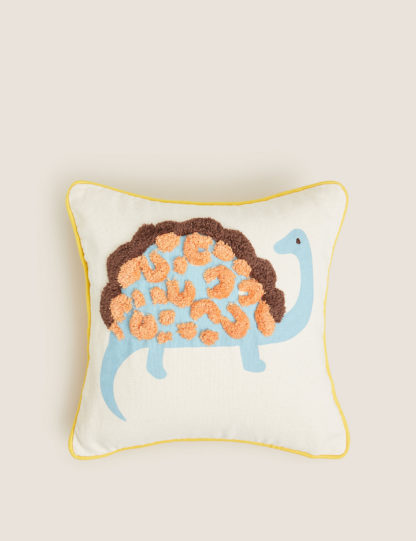 0cb5fa4b5db7ce213432c6edf89c24bd0e1f3b5912f166527a49b35468c18747-1.jpg An Image of M&S Pure Cotton Kids Dinosaur Tufted Cushion