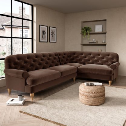 115ed28046c7ef6ddbccbee85fba495a1a6e37b19d5803e19d9ac40097ad30c0.jpg An Image of Canterbury Luxury Velvet Right Hand Corner Sofa Luxury Velvet Black