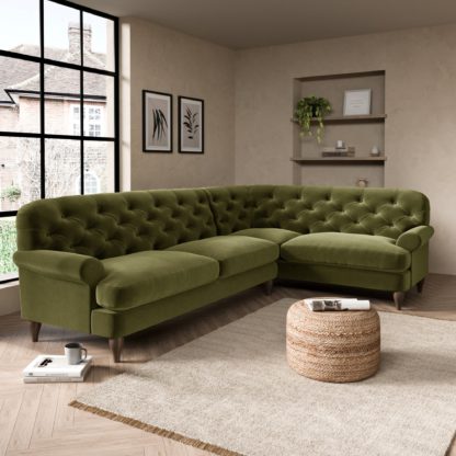 11ad1af8941c943e87146a17b62274495ceb95724ef90068b45e46dfe3b20261.jpg An Image of Canterbury Luxury Velvet Right Hand Corner Sofa Luxury Velvet Black