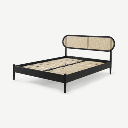 24539390d49a517422977a5cc6e4dc38740bd3bc526ccdffa5df2b1a38e32578-1.png An Image of Reema King Size Bed, Black Stain & Cane