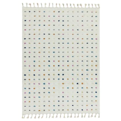 2baa32fddd8e81b026d9dd1696fac6008eb443404c13a74d15f73e0a46904e27.jpg An Image of Asiatic Ariana Modern Spot Rectangle Rug - 120x170cm - White
