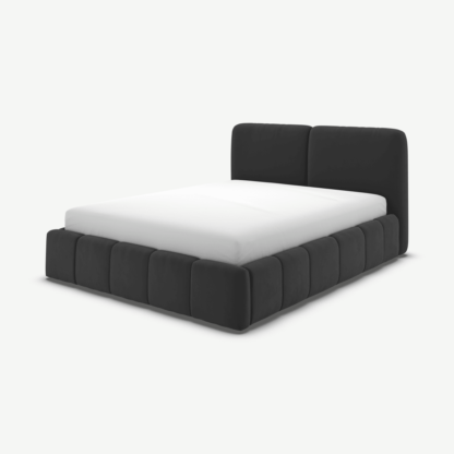 2c26a1c6977e3cd16575b2b325724eeea7e33b36289428c7ff278fe9284d80fe-2.png An Image of Maxmo King Size Bed with Storage Drawers, Ashen Grey Cotton Velvet