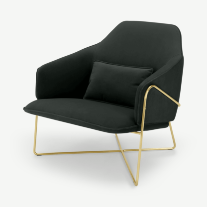 33421ba82083357476357ef80005eb50140c582ee0aebfacf34ef0034f66a550.png An Image of Stanley Accent Armchair, Dark Anthracite Velvet
