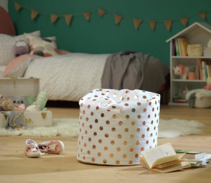 33ccba0d80d725d4fa6388be42917b965ffe75c6ff1d447a396c431910bf748e.jpg An Image of Habitat Rose Gold Polka Dot Bean Bag