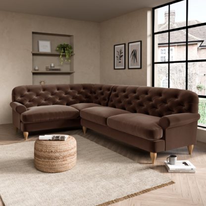372e68bde6d5a49ce61ac8ef31377c3799da7bb33e745e20bb0249c415656287-1.jpg An Image of Canterbury Luxury Velvet Left Hand Corner Sofa Black
