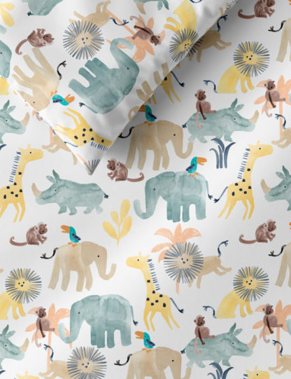 3a8aebb6970cb2fffd5732b76ff1e9f30e85b685f2dbc27ef959c61d38798682.jpg An Image of M&S Pure Cotton Little Safari Bedding Set