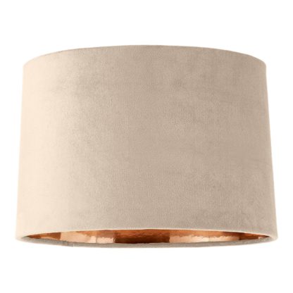3e0da32a15a633d46579baa33d535f36a8414d560243e3135e1c490e552b7e33-1.jpg An Image of House Beautiful Samet Velvet Drum Shade - Grey - 45cm