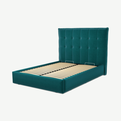 3e430e3d464f718958b5367005613ac6f87c64f7a0de5f5e3677181ea0f2d103.png An Image of Lamas Double Ottoman Storage Bed, Tuscan Teal Velvet