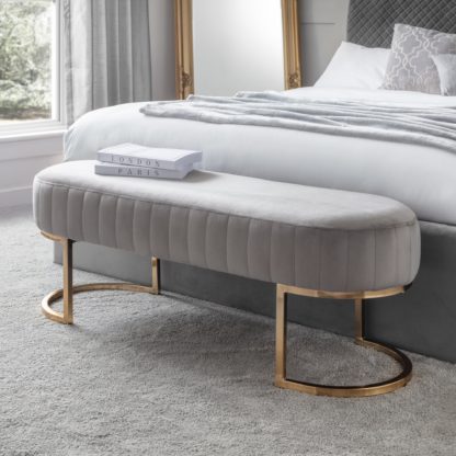 42083f9c506c919a53ecc0a8a0a1aa8a33c05ff579c920dfef6f4385f2d757c0.jpg An Image of Harrogate Velvet Bench Grey