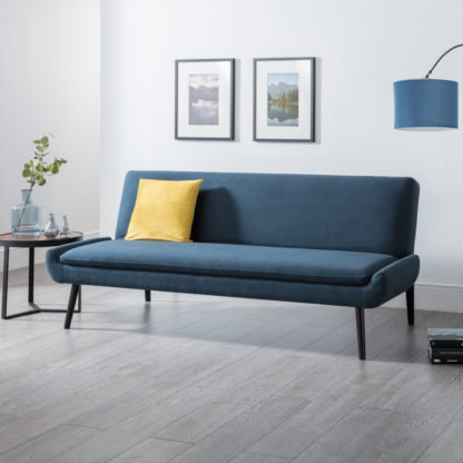 44c75fd180e7015f681bccd1db153aa0c22955efa9e53d5fb6b555da16039cc3.jpg An Image of Gaudi Blue Fabric Sofa Bed