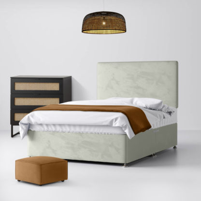 4719cb7aba4689079333d257ac0dcb4d99a96ef1bb6b3e0d3c2f614f6544fbce.jpg An Image of Cornell Plain Light Silver Velvet Fabric 2 Drawer Same Side Divan Bed - 2ft6 Small Single