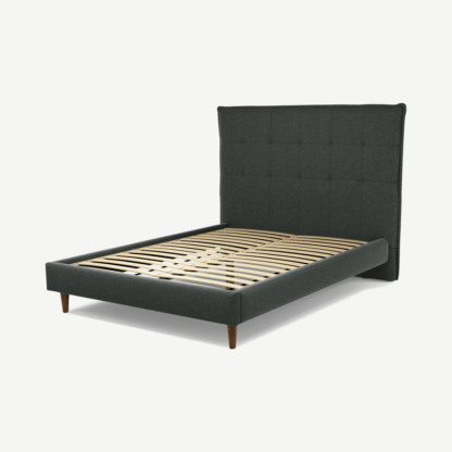49dafad56138a1cbf4498315655009eacf2b1e8c4cb700715635ac109d150cdd.png An Image of Lamas Double Bed, Etna Grey Wool with Walnut Stain Oak Legs