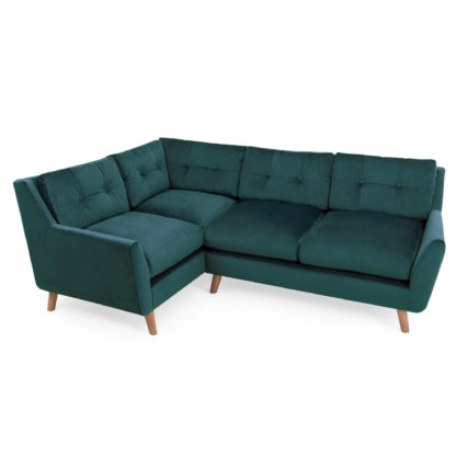 4d27197a1e48ffd5146b18698ace21a6b7e864475a63de72c6cce1bc21a54c74.jpg An Image of Halston Velvet Corner Sofa Blue