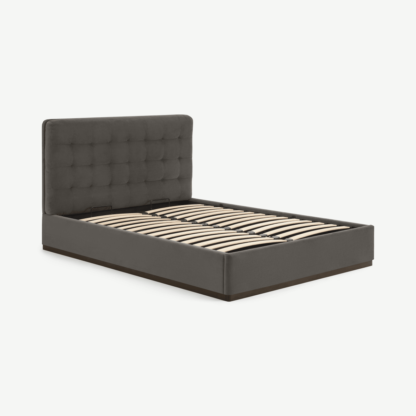 5519ee4e8e238bfe9b47b3445a7a86d92ab60f42cebdcc04a94b25e664a01805-2.png An Image of Lavelle Super King Size Ottoman Storage Bed, Otter Velvet & Walnut Stain Plinth