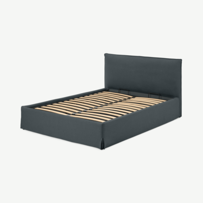 586a68c7421663120f3f1cf9620e22c3e72758a906210efcae5739639111d4a8-1.png An Image of Orsa Double Ottoman Storage Bed, Evening Blue Cotton & Linen Mix