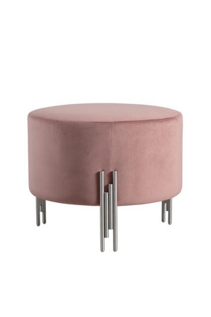 589a63cdab356348db76de0d3e7f828c6a042882d8c5e1ee6206e3293f730c98.jpg An Image of Rubell Large Stool Blush Pink Silver base