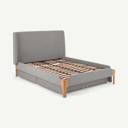 597cd95bf6904ce6c48e35ebfd98b68729ef4307cfe1beae9ffaf8ea856815d3-1.png An Image of Roscoe King Size Bed With Storage Drawers, Cool Grey & Oak Legs