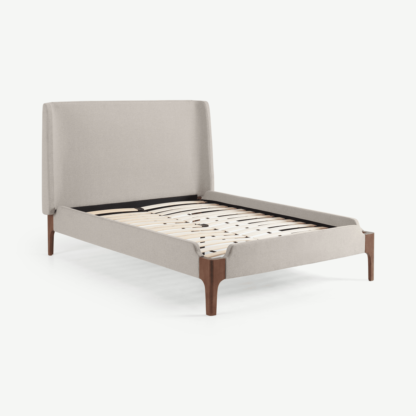 5fd2cd9967e5e45cb72f3e5ffe5ce76d57fd5feb66e0459f51dbbc10d8ab5741.png An Image of Roscoe Double Bed, Salcombe Beige & Dark Stain Oak Legs
