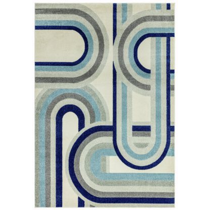 66b8711c4b297ad1e456bb813ffbc20481ac5a972e8213b077b5d2460b66725c.jpg An Image of Asiatic Nova Retro Rectangle Woven Rug - 160x230cm - Blue