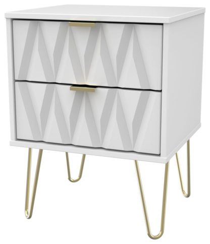 674f50b8b0bbf87fe0e8255a04fc25954435c4c2744c654eedf18b1485176634.jpg An Image of Shimmer 2 Drawer Bedside Table - White