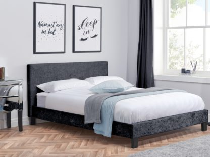 6e373c9267b9c940e8fc1487cbe1d17e5f7589167708dbd2faf693ab7c103824.jpg An Image of Berlin Black Crushed Velvet Fabric Bed - 5ft King Size