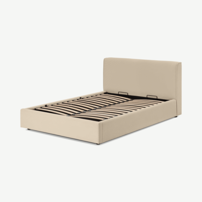 7cac88fe67f08e43332c297da35df5ca7faf03583b138e6e3f45e0f971976652.png An Image of Bahra King Size Ottoman Storage Bed, Stone Corduroy Velvet