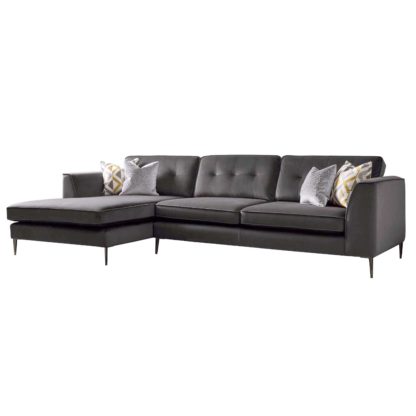859717f2bf637d3fe5396d681cfaa72c1e4e111c8b1442e75c5efda7bd679945.jpg An Image of Conza Large Left Hand Facing Standard Back Chaise Sofa, Plush Charcoal