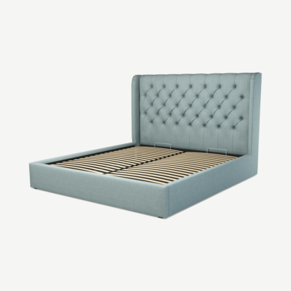9c75218bb226be6ad8d521c7b4ca0c7c2ff81b926ee6c0a6a09c5de83b88b16b.png An Image of Romare Super King Size Ottoman Storage Bed, Sea Green Cotton